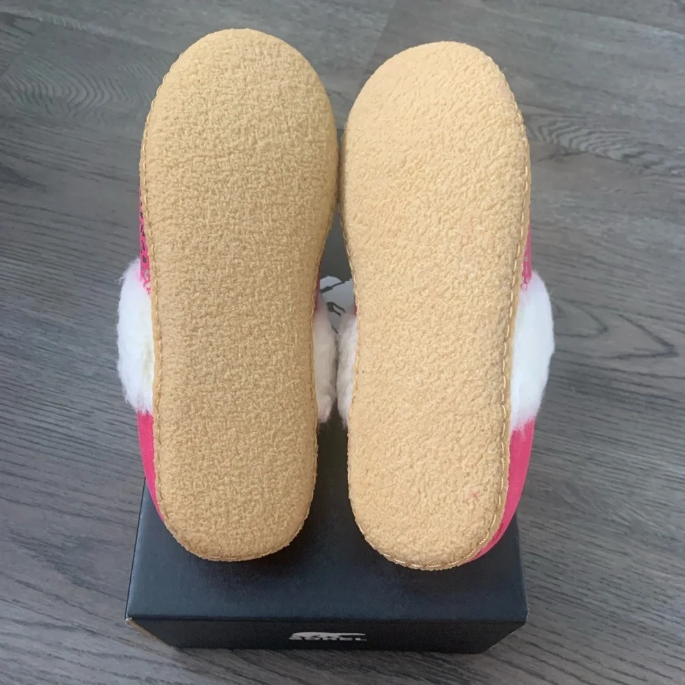 Sorel‎ Nakiska Slide II Faux Fur Slippers Youth Size 6/EU 38 - Cactus Pink - NWB